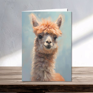 Watercolor Alpaca Portrait Card