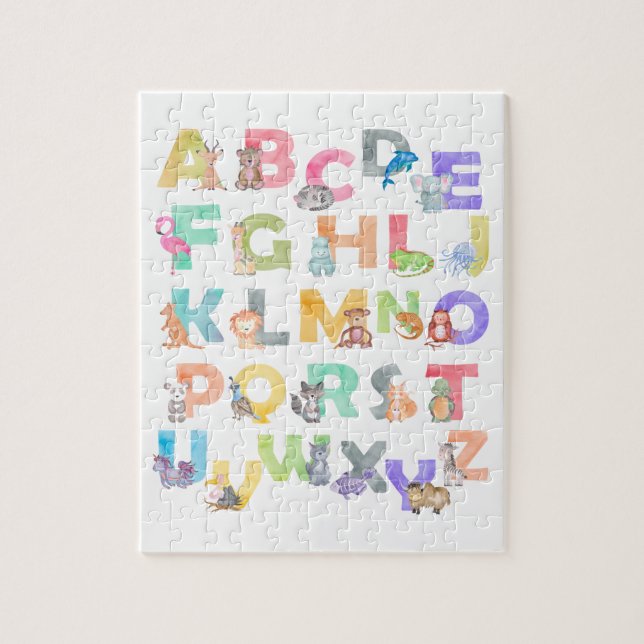 Watercolor Alphabet Animals Jigsaw Puzzle (Vertical)