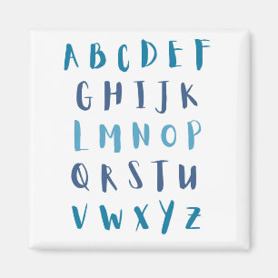 Watercolor Alphabet Blue ABCs Kids Refrigerator Magnet