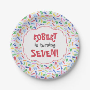 Watercolor alphabet custom kids birthday supplies paper plates