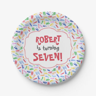 Watercolor alphabet custom kids birthday supplies paper plates