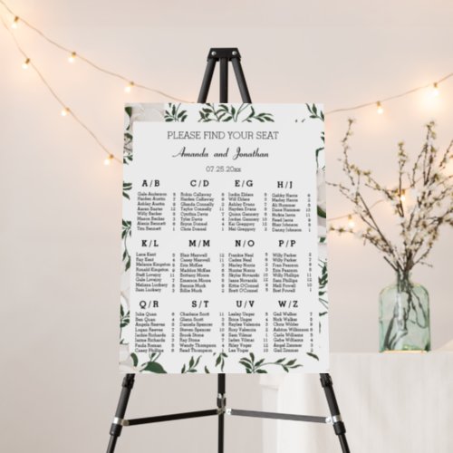 Watercolor Alphabetical Wedding Seating Chart Sign