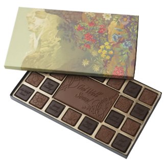 Watercolor Alpine Flowers on a Box of Chocolates