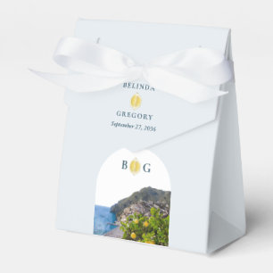 Watercolor Amalfi Coast Arch Italy Lemons Wedding Favor Boxes