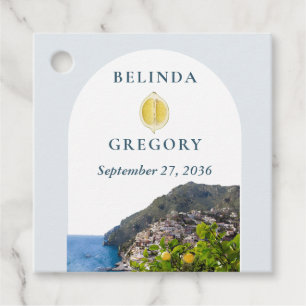 Watercolor Amalfi Coast Arch Italy Lemons Wedding Favor Tags