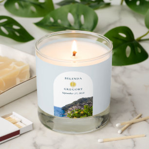 Watercolor Amalfi Coast Arch Italy Lemons Wedding Scented Candle