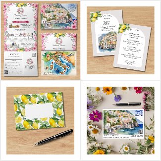 Watercolor Amalfi Coast Italian Wedding
