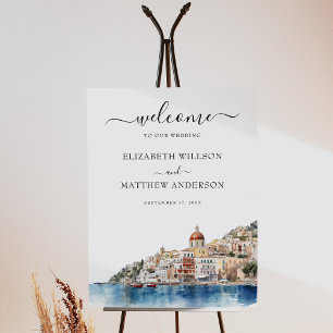 Watercolor Amalfi Coast Italy Wedding Welcome Foam Board