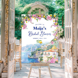 Watercolor Amalfi Coast Pink Lemons Bridal Shower Foam Board