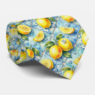 Watercolor Amalfi Lemon Mediterranean DIamonds Neck Tie