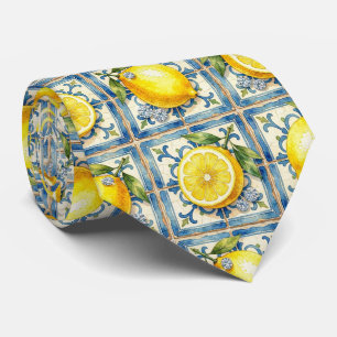 Watercolor Amalfi Lemon Mediterranean DIamonds Neck Tie