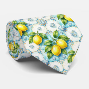 Watercolor Amalfi Lemon Mediterranean DIamonds Neck Tie