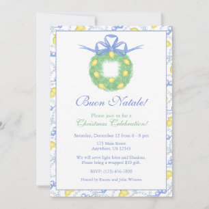 Watercolor Amalfi Lemon Wreath Party Invitation