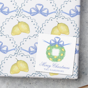 Watercolor Amalfi Lemons Wreath Gift Enclosure Note Card