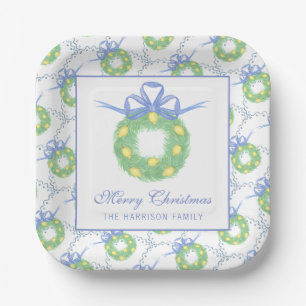 Watercolor Amalfi Lemons Wreath Personalized Paper Plates