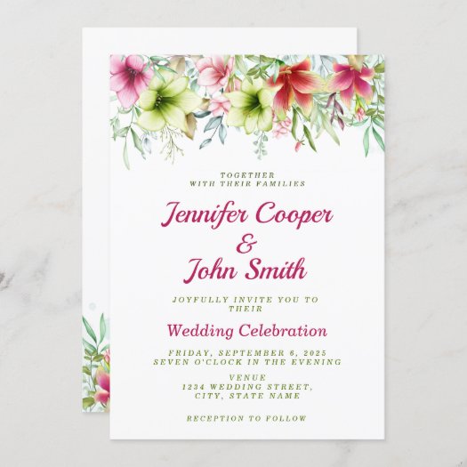 Watercolor Amaryllis Floral Spring Wedding