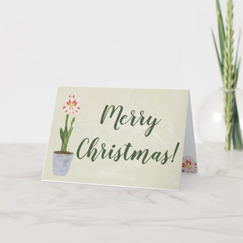 Watercolor Amaryllis Flower Winter Floral Card