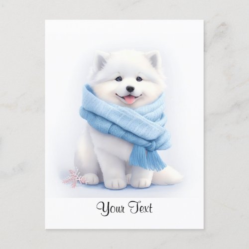 Watercolor American Eskimo Puppy Dog Personized Postcard