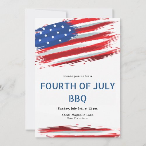 Watercolor American Flag 4th Of July Invitations