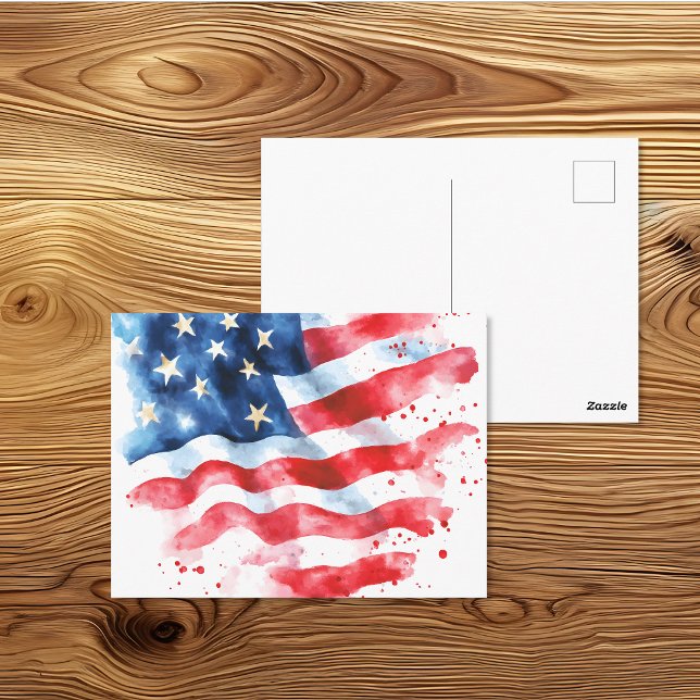 Watercolor American Flag Art Postcard (Creator Uploaded)