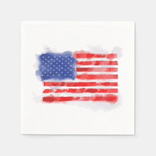 Watercolor American Flag for Veterans and Patriots Napkins