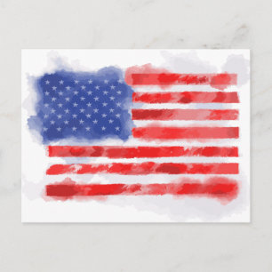 Watercolor American Flag for Veterans and Patriots Postcard