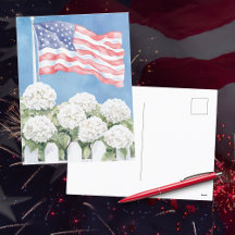 Watercolor American Flag Hydrangeas Americana