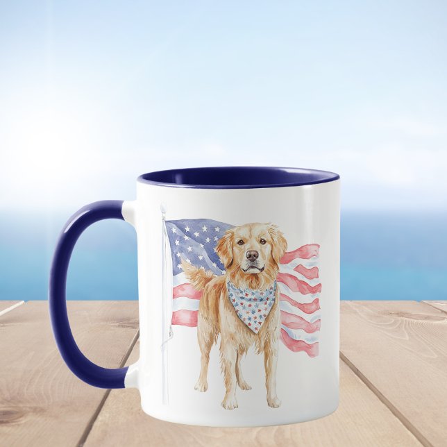 Watercolor American Flag Patriotic Dog Mug (Creator Uploaded)