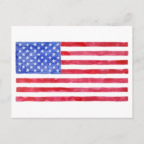 Watercolor American Flag Postcard