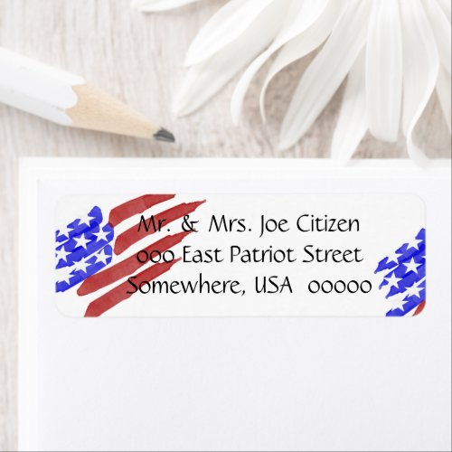 Watercolor American Flag Return Address Label