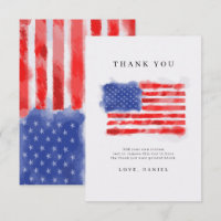 Watercolor American Flag Thank You Cards