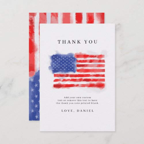 Watercolor American Flag Thank You Cards