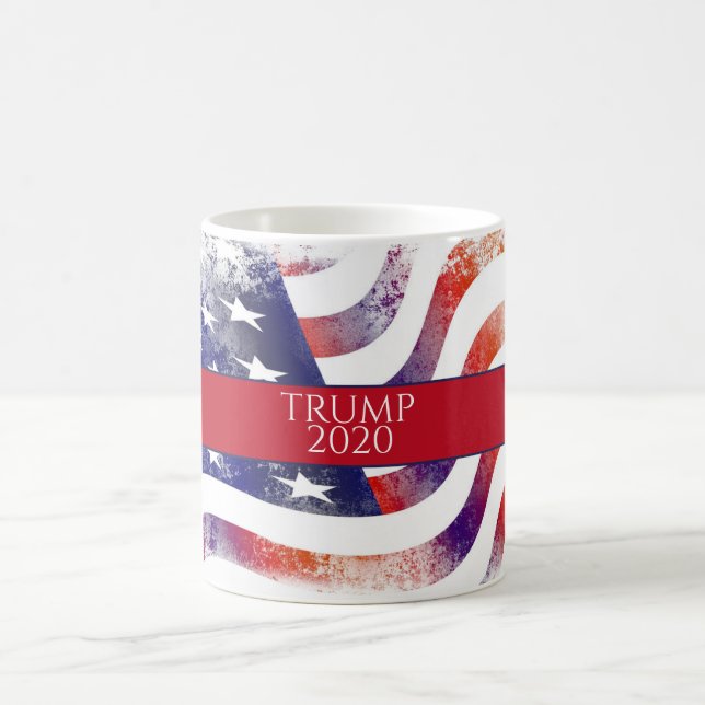 Watercolor American Flag Trump 2020 Coffee Mug (Center)