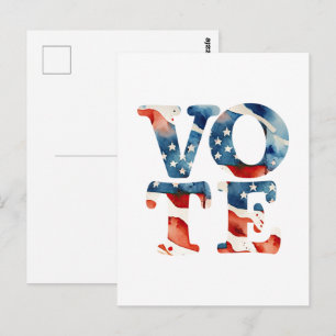 Watercolor american flag vote voter voting rights postcard