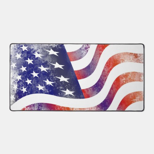 Watercolor American Flag Waving Desk Mat