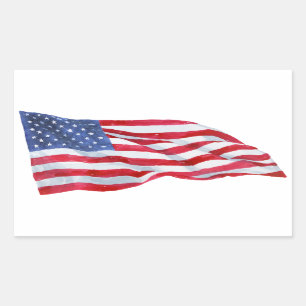 Watercolor American Flag Waving Sticker