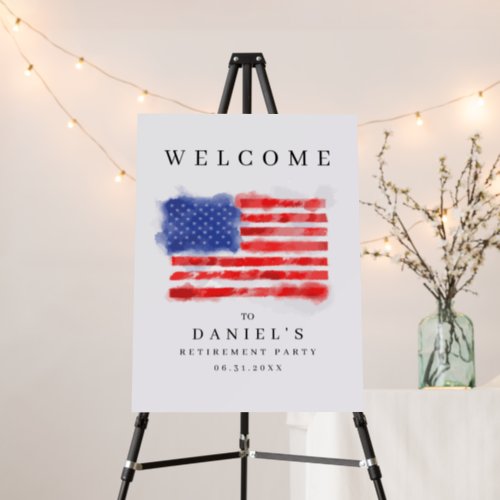 Watercolor American Flag Welcome Sign