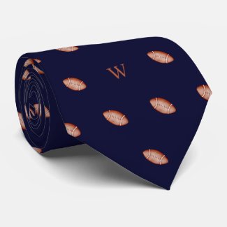 Watercolor American Football Monogram Initial Blue