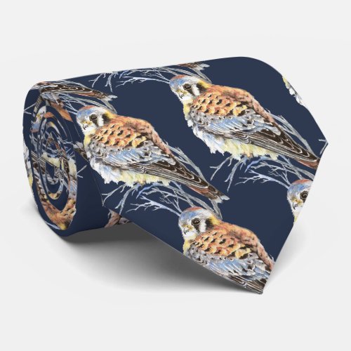 Watercolor American Kestrel Falcon Bird Hawk Neck Tie