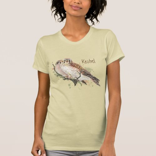 Watercolor American Kestrel Falcon Bird Hawk T_Shi T_Shirt