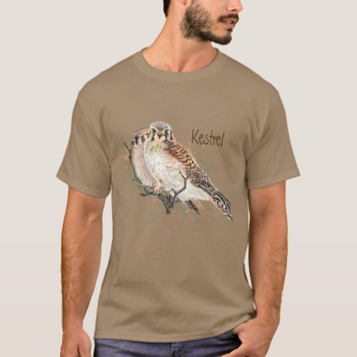 Watercolor American Kestrel Falcon Bird Hawk  T_Shirt