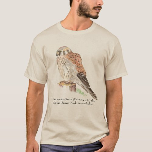 Watercolor American Kestrel Wildlife Nature Bird T_Shirt