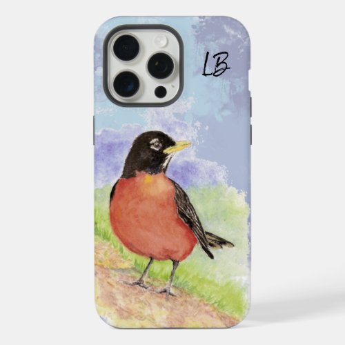 Watercolor American Robin Bird Wildlife Art iPhone 15 Pro Max Case
