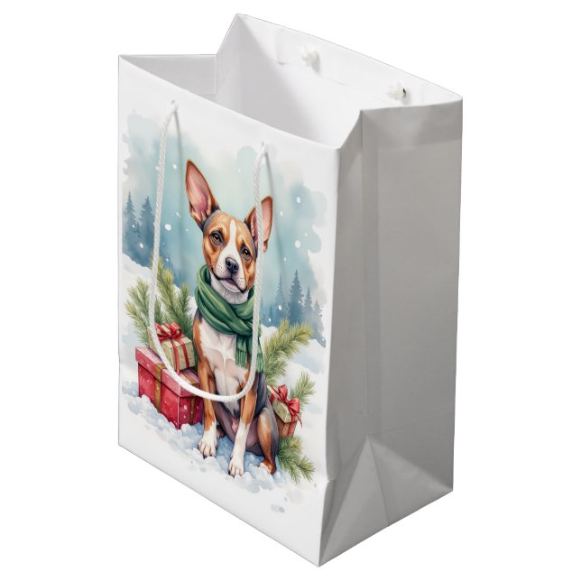 Watercolor American Staffordshire Terrier Rustic Medium Gift Bag (Front Angled)