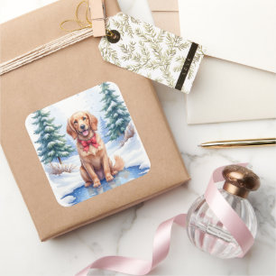 Watercolor American Water Spaniel Frozen Pond Square Sticker