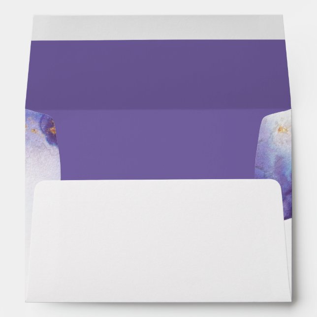 Watercolor Amethyst  Gold Geode JustCards™ Envelope (Back (Bottom))