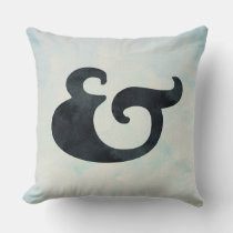 Watercolor Ampersand Nautical | Black &amp; Sea Colors Throw Pillow
