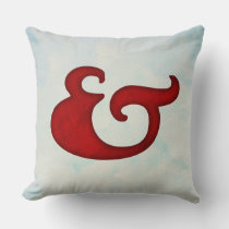 Watercolor Ampersand Nautical | Fancy Red And Sign Throw Pillow