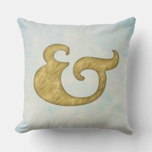 Watercolor Ampersand Nautical Gold And Symbol Throw Pillow
