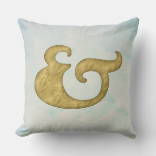 Watercolor Ampersand #Nautical   Gold for API Throw Pillow